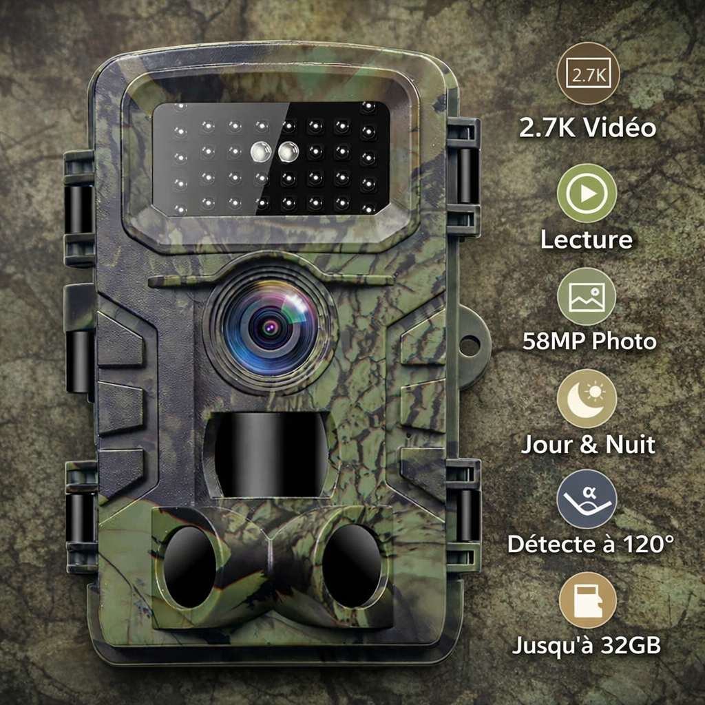 Caméra de chasse Wi-Fi – 60MP et Vidéo 4K