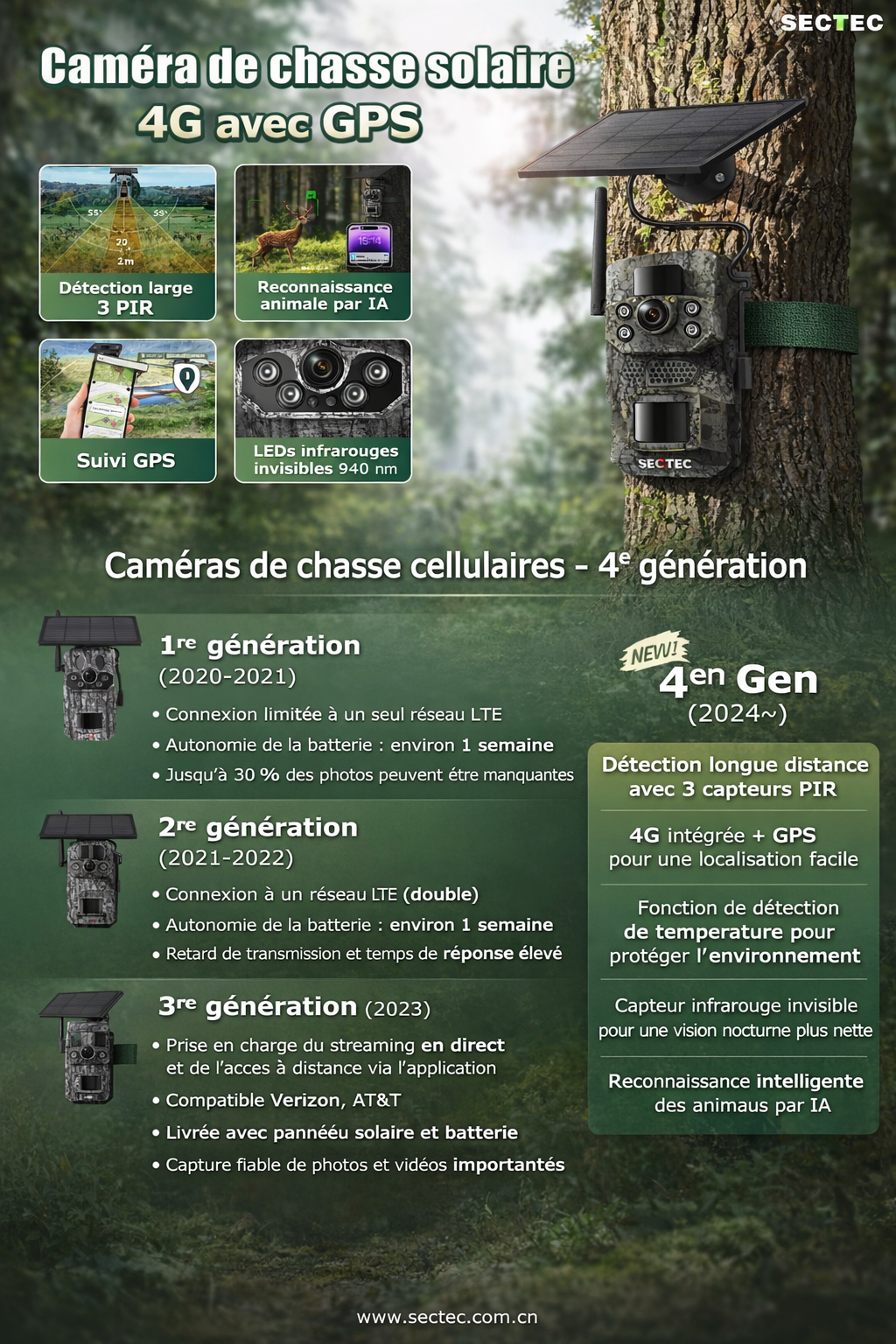 Caméra de chasse solaire – 3MP