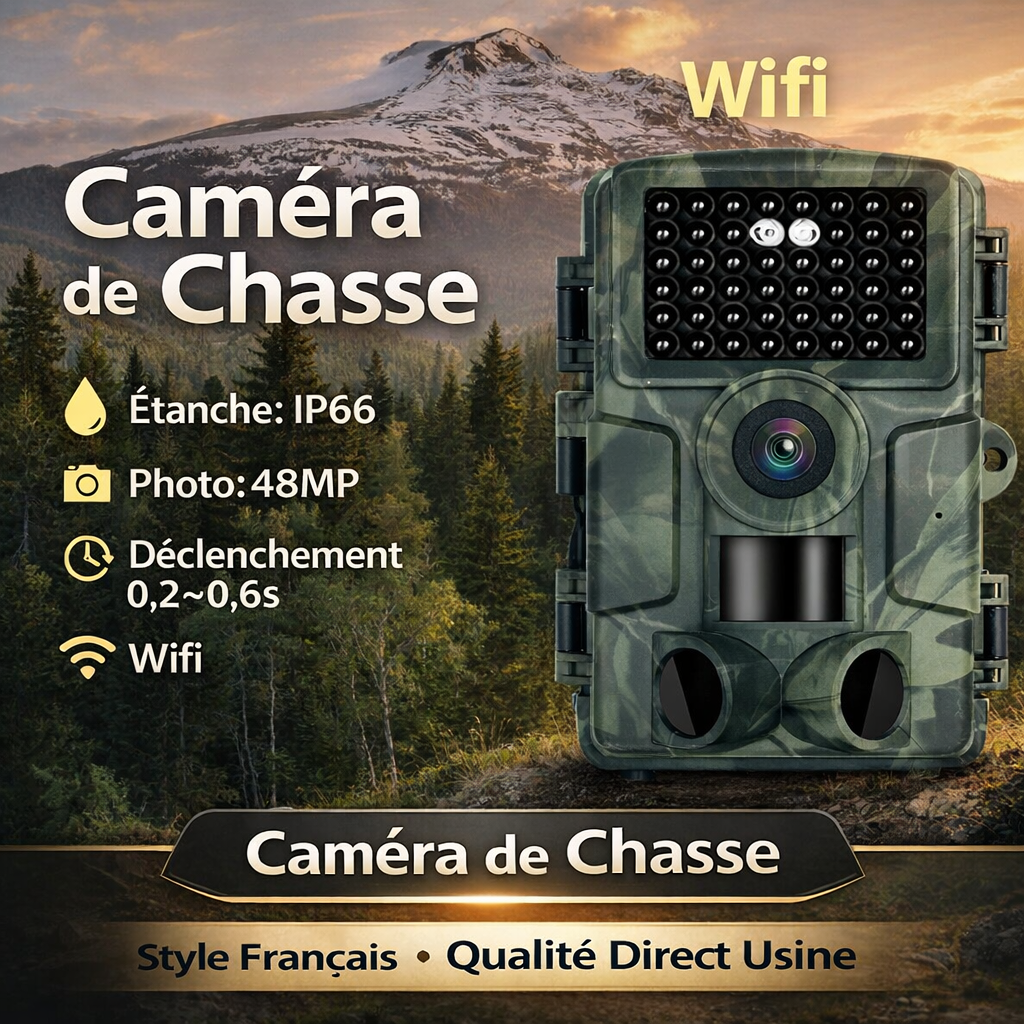 Caméra de chasse Wi-Fi – 60MP et Vidéo 4K