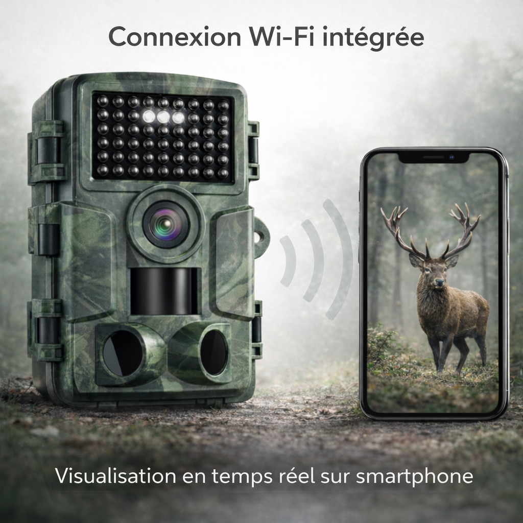 Caméra de chasse Wi-Fi – 60MP et Vidéo 4K