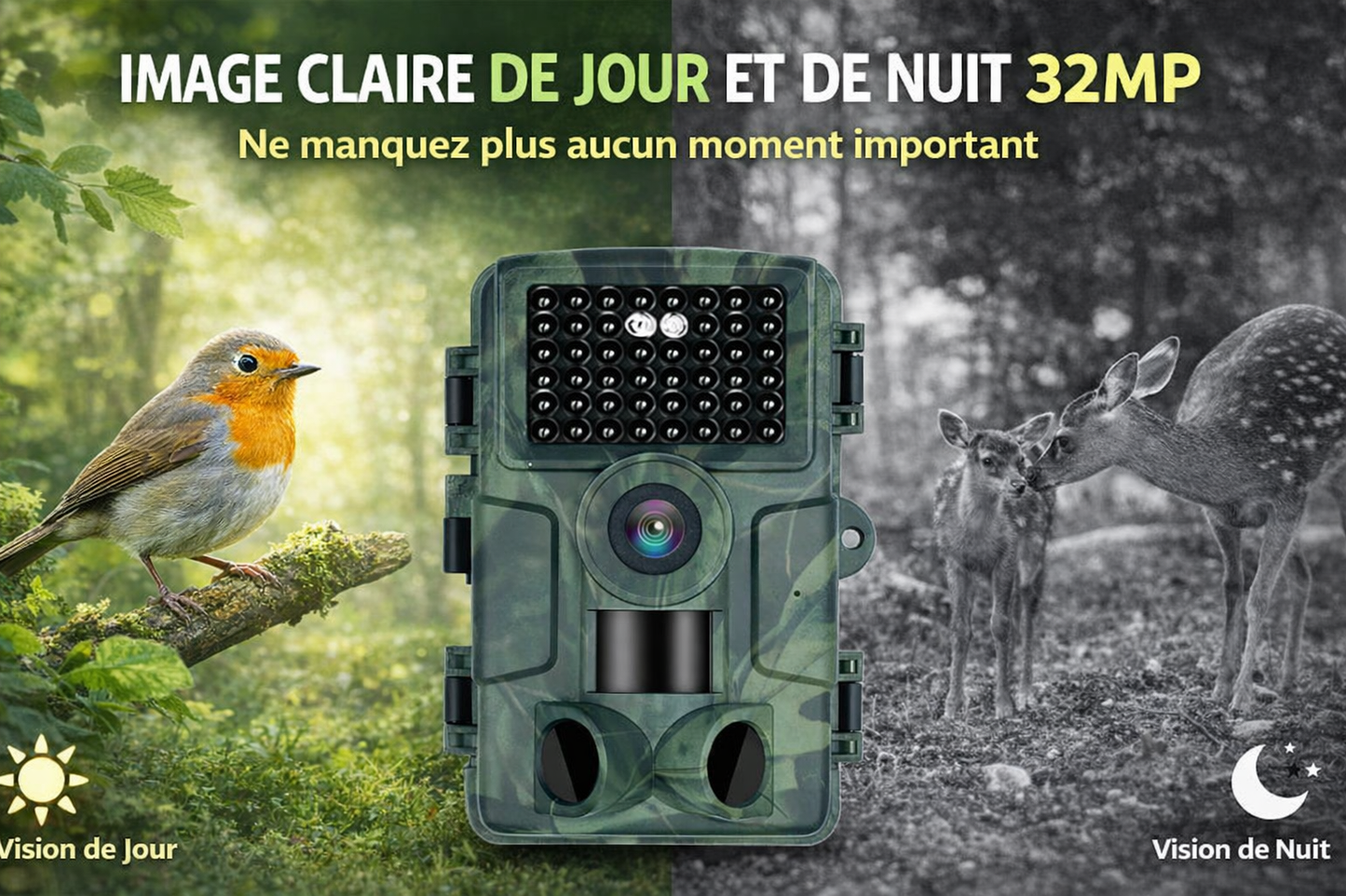 Caméra de chasse Wi-Fi – 60MP et Vidéo 4K